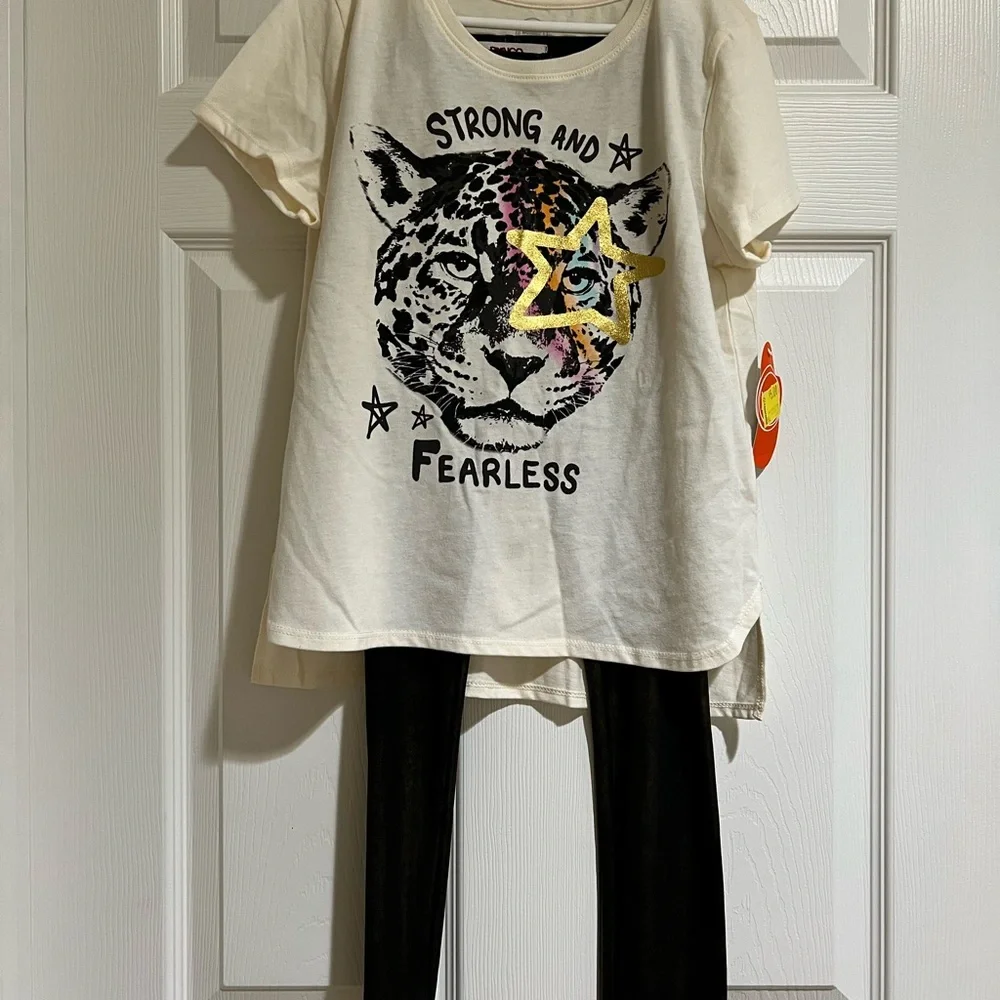 wonder nation Cream Short-Sleeve Tee With Pants
